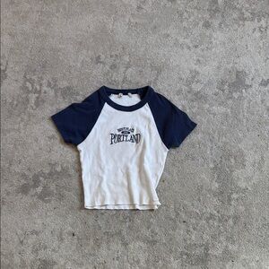Portland Navy and White Raglan Tee